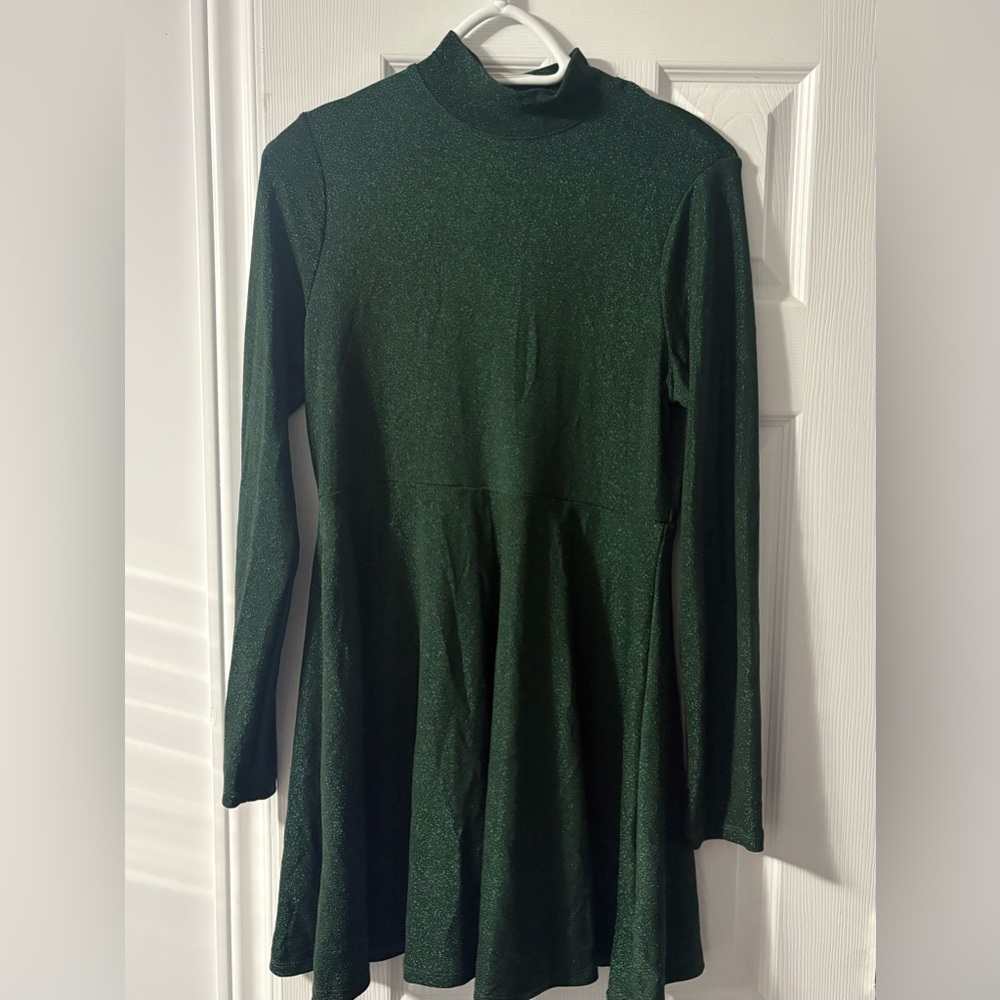 Wild Fable Sparkly Mock Neck Green Dress